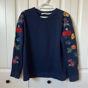 Contemporaine Exclusive Medium Embroidered. Navy Sweater in EUC